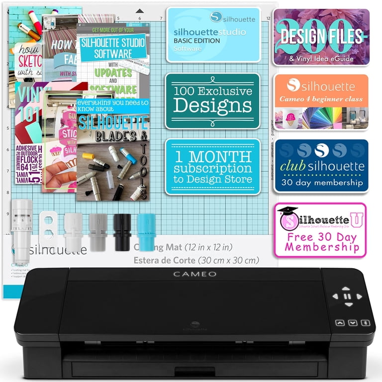 Silhouette Black Cameo 4 w/ Deluxe Blade & Tool Pack, Mat Pack