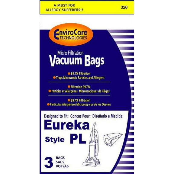 Generic Package of 3 Replacement Compatible with Eureka Paper Bag, Style PL 4750 Upright