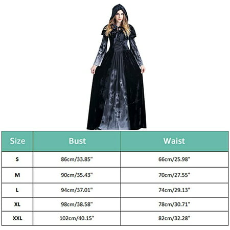 Women Drama Costume Vampire - Queen Witch Fancy Dress with Cloak Cosplay Cozy Black Ghost Zombie Party Outfits - Black Large