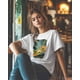 thumbnail image 5 of Womens Tops Lying Frog Holiday Cotton Short Sleeve Round Neck T-Shirt Trendy Comfortable, Tropical Tree Leaf, 5 of 7