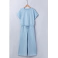 thumbnail image 2 of Women's Mist Blue Casual Tee & Wide Leg Pants Set – Effortless Summer Style, XL, 2 of 12