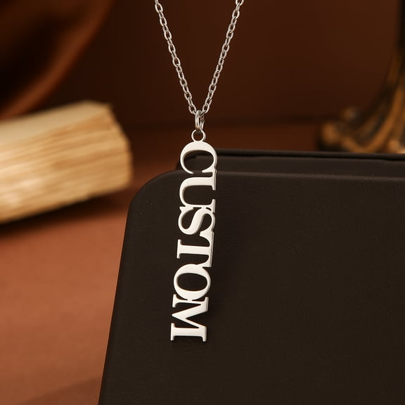 Dainty Custom Vertical Name Necklace for Women Men Stainless Steel Chain Pendant Jewelry Personalized Party Choker Gift