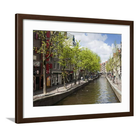 Canal in the Red Light District, Amsterdam, Netherlands, Europe Framed Print Wall Art By Amanda