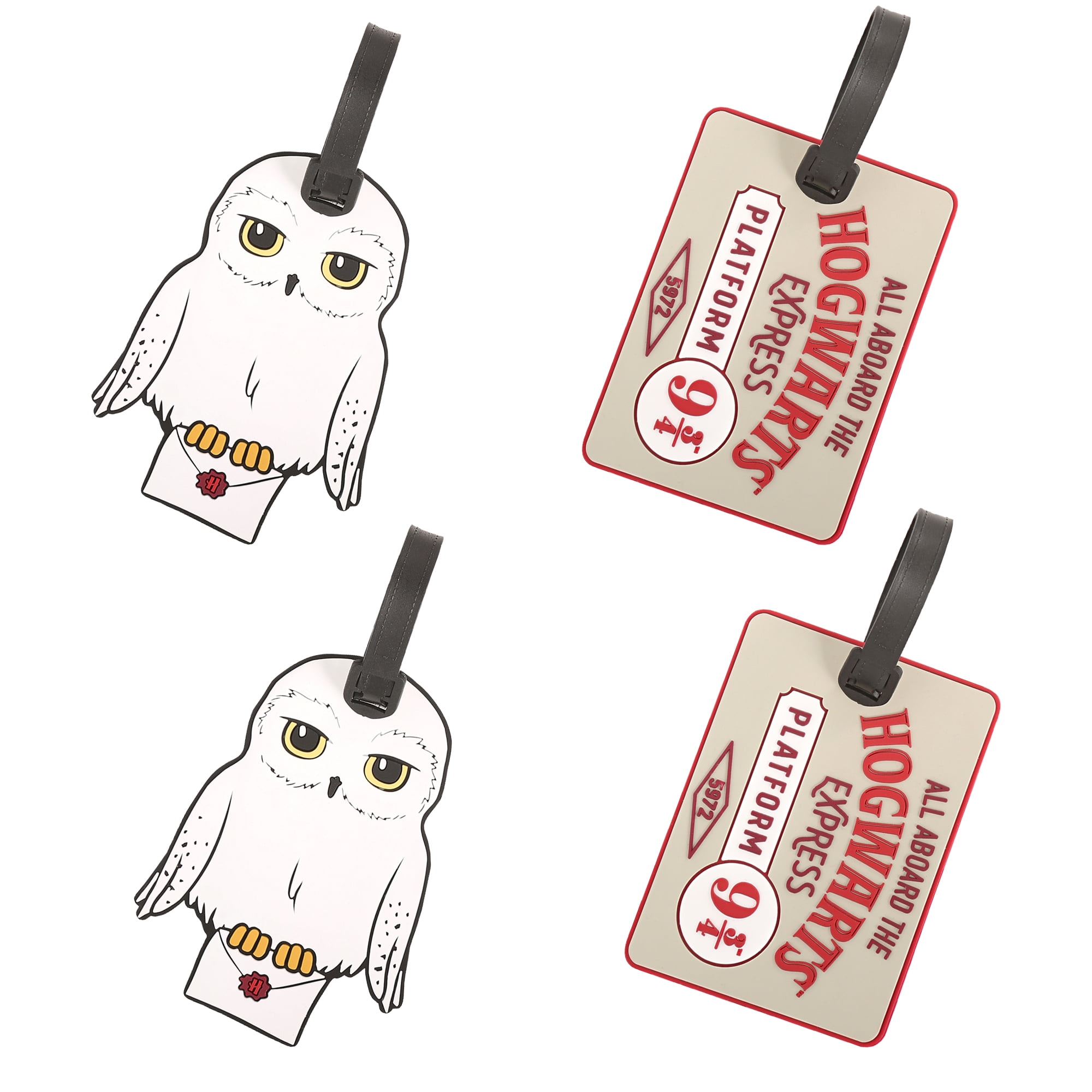 Harry Potter Hedwig and Hogwarts Express White Luggage Tag Set, 4 Pieces