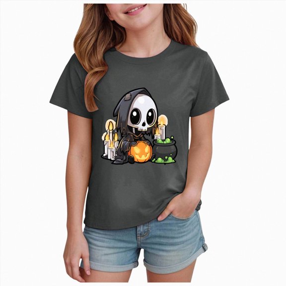 mgoYE Halloween Shirts for Kids Girls Boys Pumpkins Graphic Crew Neck Short Sleeve T-Shirts Tops Tshirt Boys