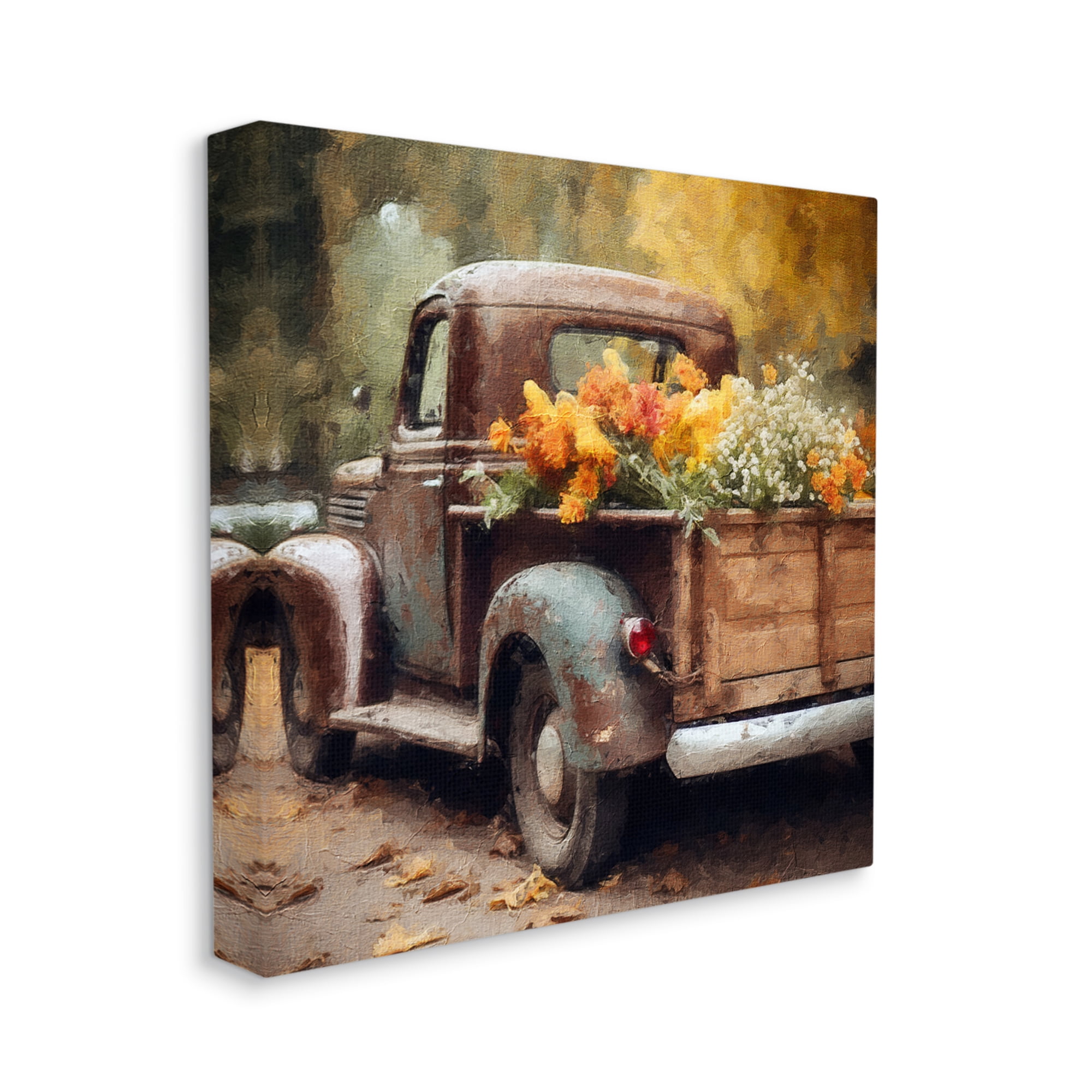 Stupell Industries Autumnal Plants in Truck Holiday Painting Gallery Wrapped Canvas Art Print Wall Art, 36 x 36