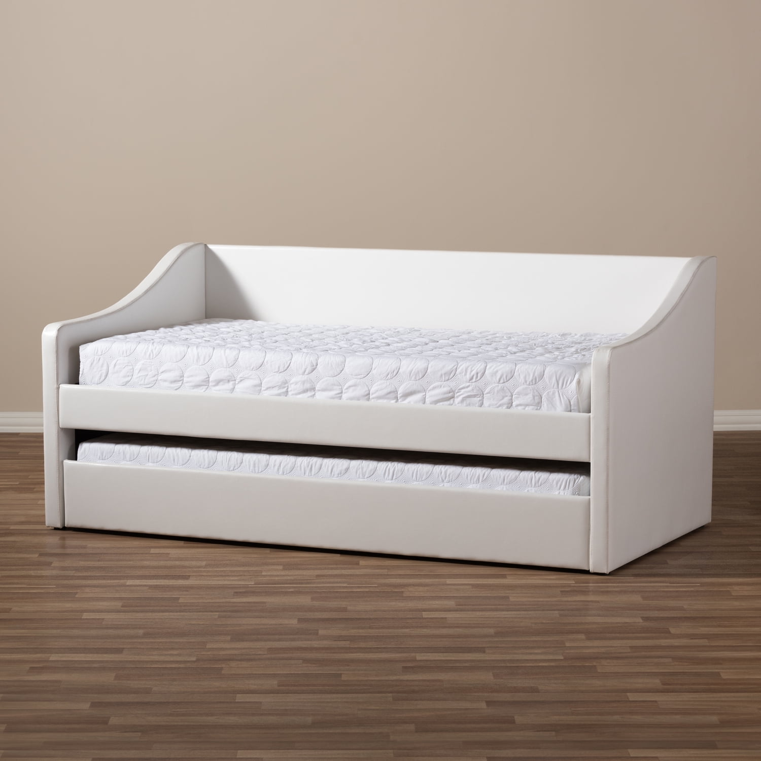 Baxton Studio Barnstorm Modern and Contemporary Beige Fabric Upholstered Daybed with Guest Trundle Bed
