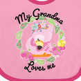 thumbnail image 4 of Inktastic Baby Flamingo My Grandma Loves Me with Flower Wreath Boys or Girls Baby Bib, 4 of 4