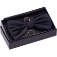 thumbnail image 2 of LAICAIW Mens Solid Color Double Fold Pre-tied Bow Tie and Pocket Square Cufflink Set with Gift Box, 2 of 7