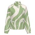 thumbnail image 5 of Jackets for Women Winter Coat Jackets Flannel Stand Collar Jacket(Abstract Green Cream Wavy Pattern,Size:S-4XL), 5 of 7