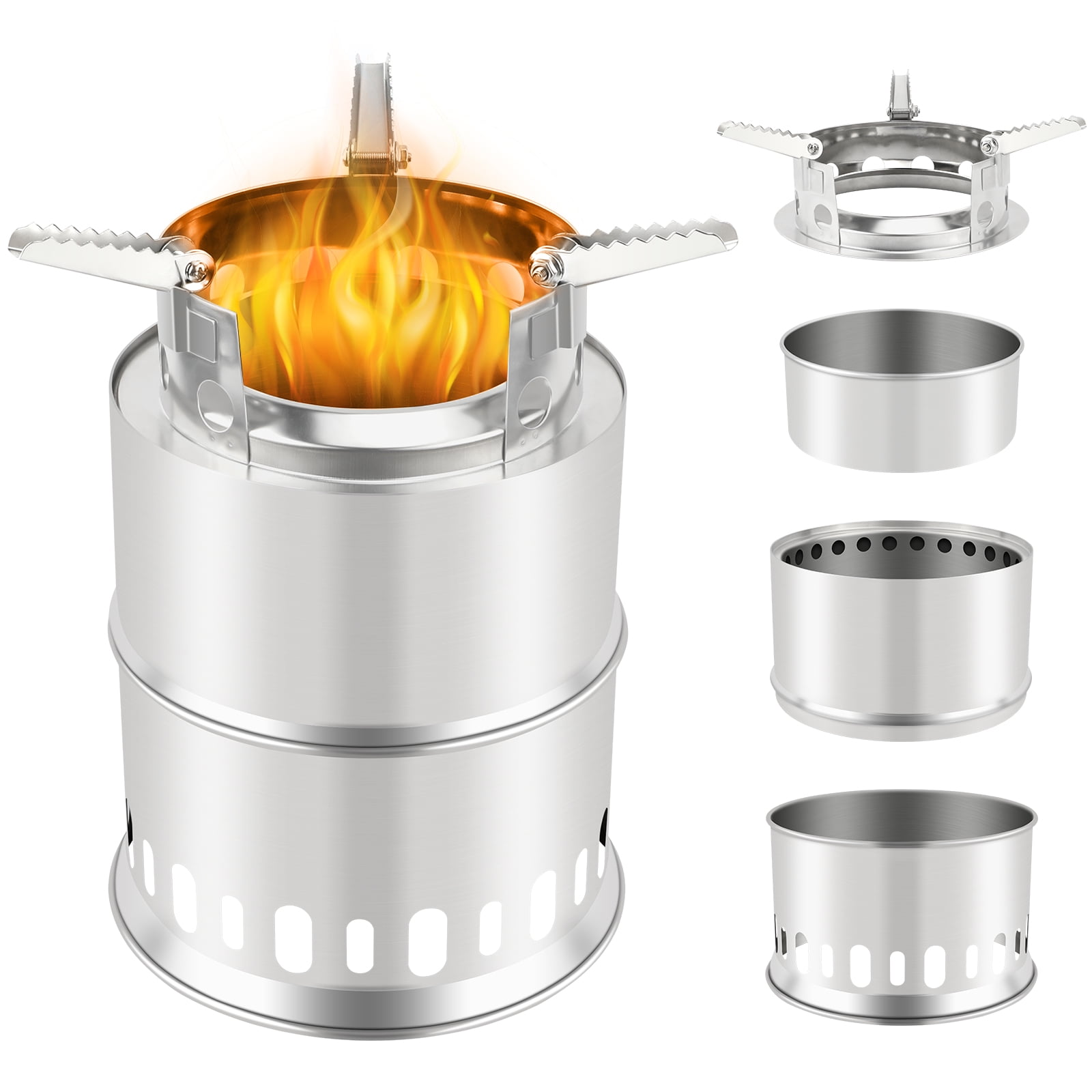 SAN LIKE Camping Stove Wood Burning Stove Mini Folding Backpacking Survival  Stove Compact Portable Stainless Steel Backpack Stove with Nylon Carry Bag  for Outdoor Cooking Hiking Traveling Picnic BBQ - Walmart.com