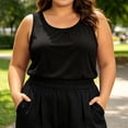 thumbnail image 6 of Women's Tank Top Sleeveless Round Neck Plus Size Tank Black XXL, 6 of 6