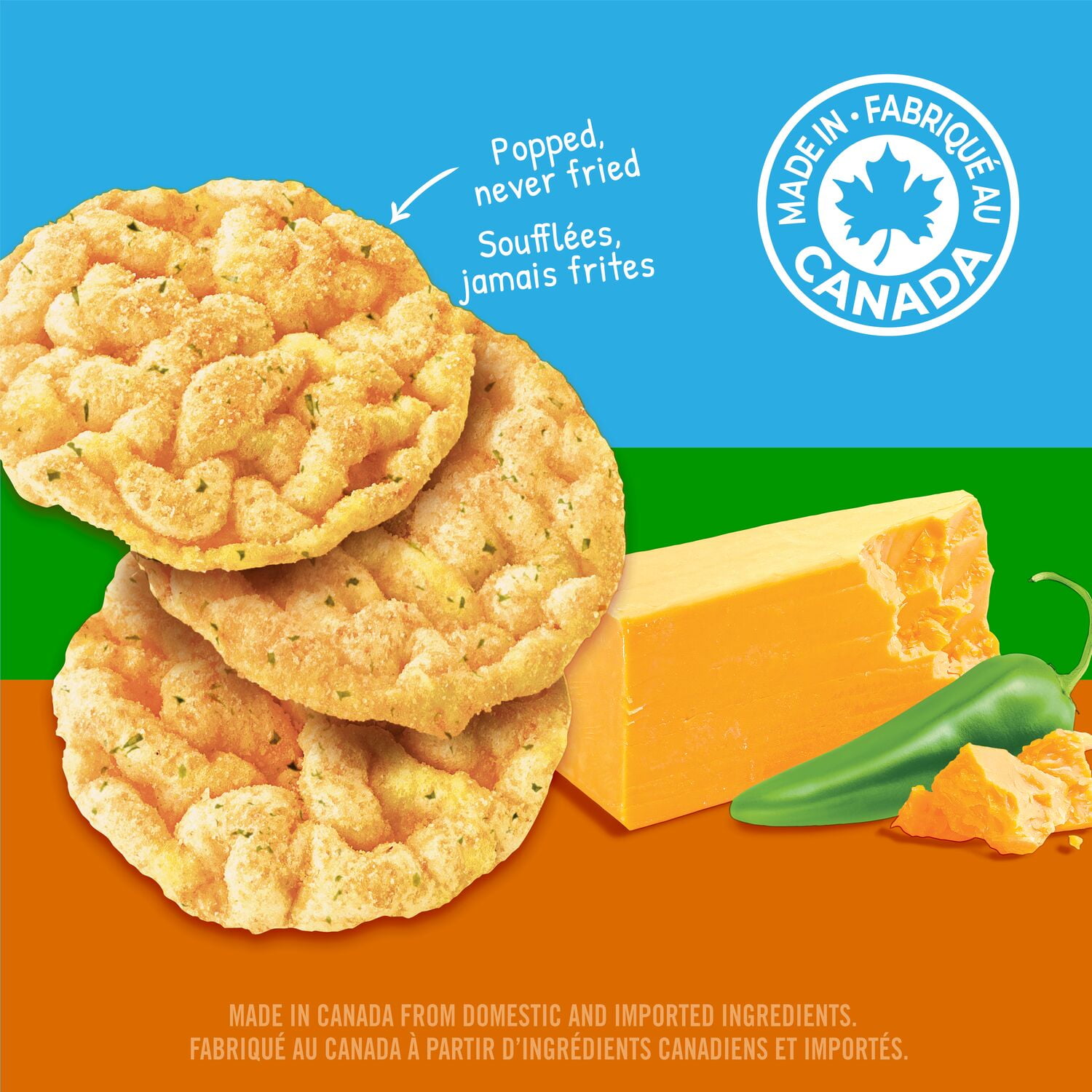 Quaker Crispy Minis Brown Rice Chips Cheddar Jalapeno, 90 g.