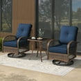 thumbnail image 2 of MELLCOM 3 Pieces Patio Furniture Set, Outdoor Swivel Rocker Patio Chairs, Wicker Patio Bistro Set with Rocking Chair, Thickened Cushions and Glass Coffee Table for Backyard, Garden, Navy Blue, 2 of 9