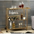 thumbnail image 5 of Chelsea Lane Champagne Gold Mirror Glass Metal Bar Cart, 5 of 7