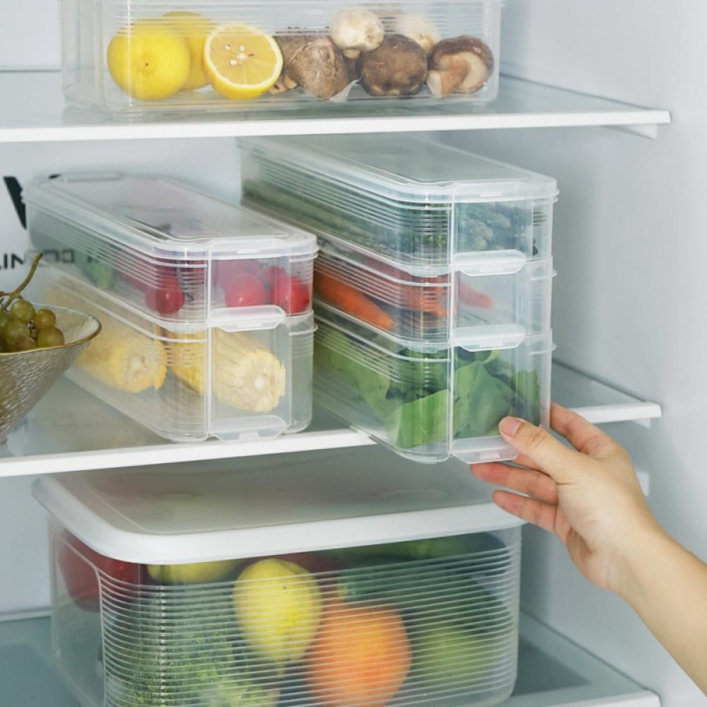 Refrigerator Food Storage Containers, Lettuce Keeper Large Produce Saver Stackable Container with Lids, Clear Veggie Fruit Salad Lettuce Container