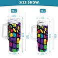 thumbnail image 6 of Yayeee 30oz Stainless Steel Tumbler with Straw and Handle Double-Wall Insulated Travel Water Bottle, Colorful Psychedelic, 6 of 8