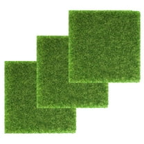 Homoyoyo Artificial Turf Decor 3Pcs Green Plastic 5.9X5.9X0.08Inch for Vehicle Display and Wall Decoration