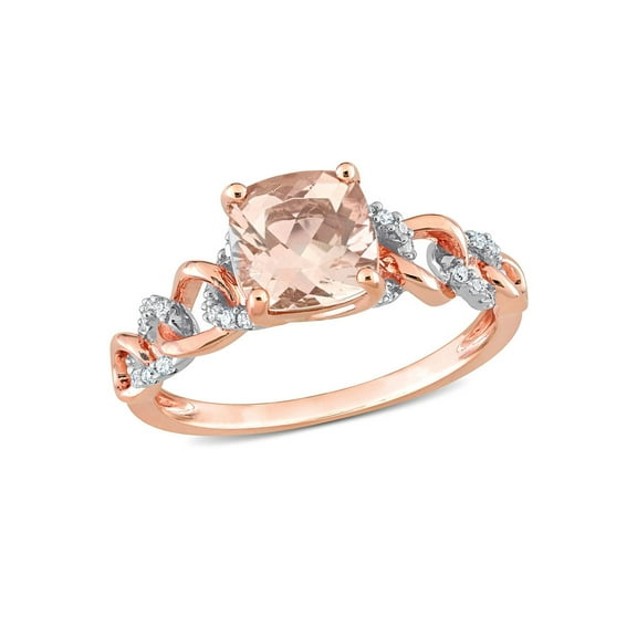 Gem & Harmony 1 5/8 Carat (Ctw) Morganite and Diamond Ring in 10K Rose Pink Gold for Women
