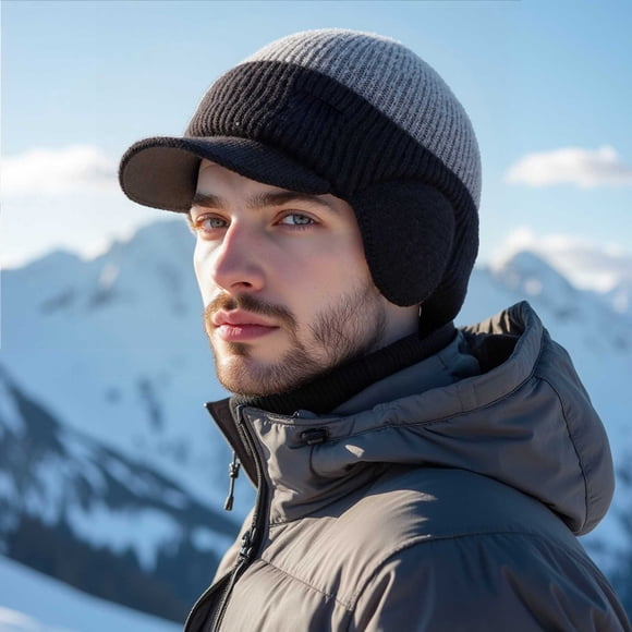 RKSTN Knitted cap Men's Winter Knitted Earflap Hat