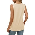 thumbnail image 5 of Bovemsi Tank Tops for Women Summer Trendy V Neck Tops Shiny Trim Loose Fit Casual Sleeveless Shirts Fashion 2025, Beige Women's Summer Tank Tops, M, 5 of 9