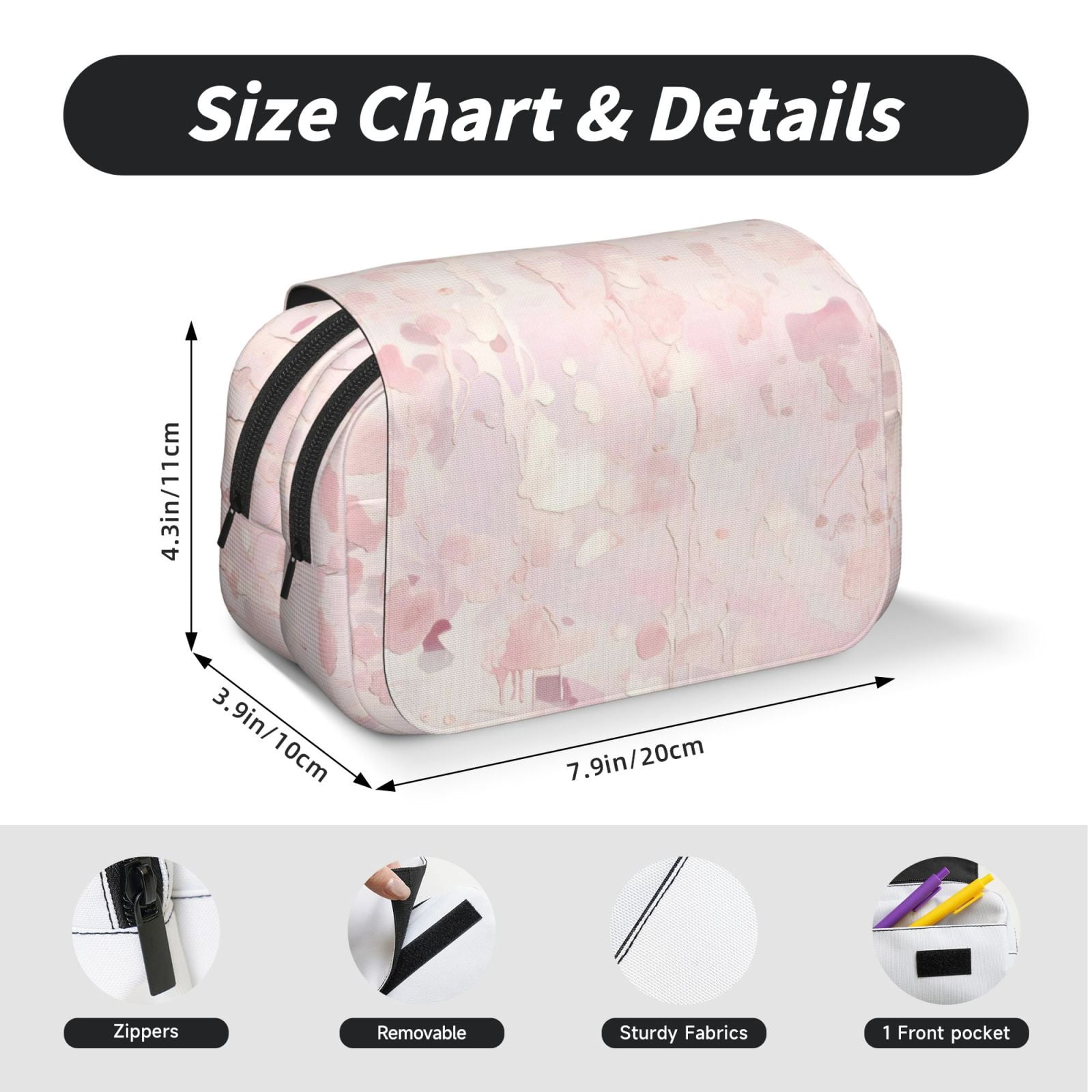 Large-Capacity Flip-Top Double-Layer Pencil Case, Multi-Functional Pocket Pen Case, Durable Stationery Organizer Rose Gold Foil Leopard Print2