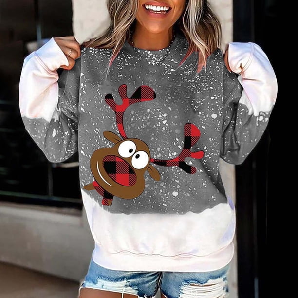 ICHUANYI Liquidación Mujer Moda Navidad Manga Larga Tops Blusa Jersey Sudadera ICHUANYI WER202308250138