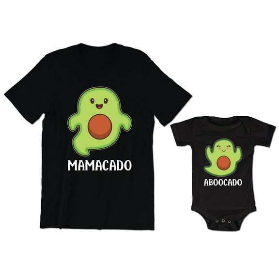 Mamacado Women's T-Shirt Funny Cute Avocado Graphic Costume Tee ABOOcado Baby Bodysuit Kids Toddler Shirt Halloween Family Matching Mommy Daughter Outfits