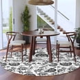 thumbnail image 3 of Round Rugs 5Ft, Boho Black Floral Round Area Rug Washable Indoor Throw Carpet, Vintage Farmhouse Paisley Plant Leaf Soft Non Slip Circle Rug for Cabinet Bathroom Home Decor Aesthetic, 3 of 8