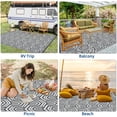 thumbnail image 6 of HIWEAVER 9' x 18' Gray/White Outdoor Rug PP Plastic Straw Woven Waterproof Patio Rug with Border Portable Outside Carpet for Balcony Deck Picnic Garden Decor, 6 of 7