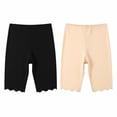 thumbnail image 3 of XIAONU Womens Scalloped Hem Knee Length Bike Shorts Slim Fit Knee Length Elastic Waist Bottoms Stretch Minimalist Casual Bottoms, 3 of 3