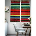 thumbnail image 4 of Boho Colored Stripes Sheer Curtains 63 Inch Length 2 Panels Set, Vintage Green Red Blue Tribal Voile Window Treatment Rod Pocket Curtains Sheers Drapes for Bedroom/Living Room/Kitchen 52x"63"x2, 4 of 7