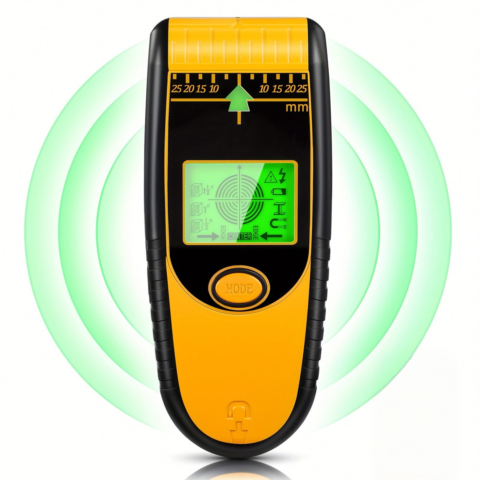 Stud Finder Wall Scanner, 5 in 1 Stud Detector with Magnet Physical Nail Finding Function Wall Detector for Wood Metal and AC Wire Detection LCD Display and Audio Alarm