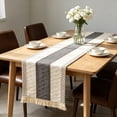 thumbnail image 4 of Bohemian Style Table Runner with Fringe Striped Rope Design Linen Dining Table Decor for Modern Farmhouse Kitchen Decor Centerpiece for Coffee Side Tables, 4 of 6
