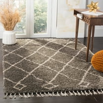 SAFAVIEH Moroccan Fringe Lavern Geometric Shag Area Rug, Grey/Cream, 8' x 10'