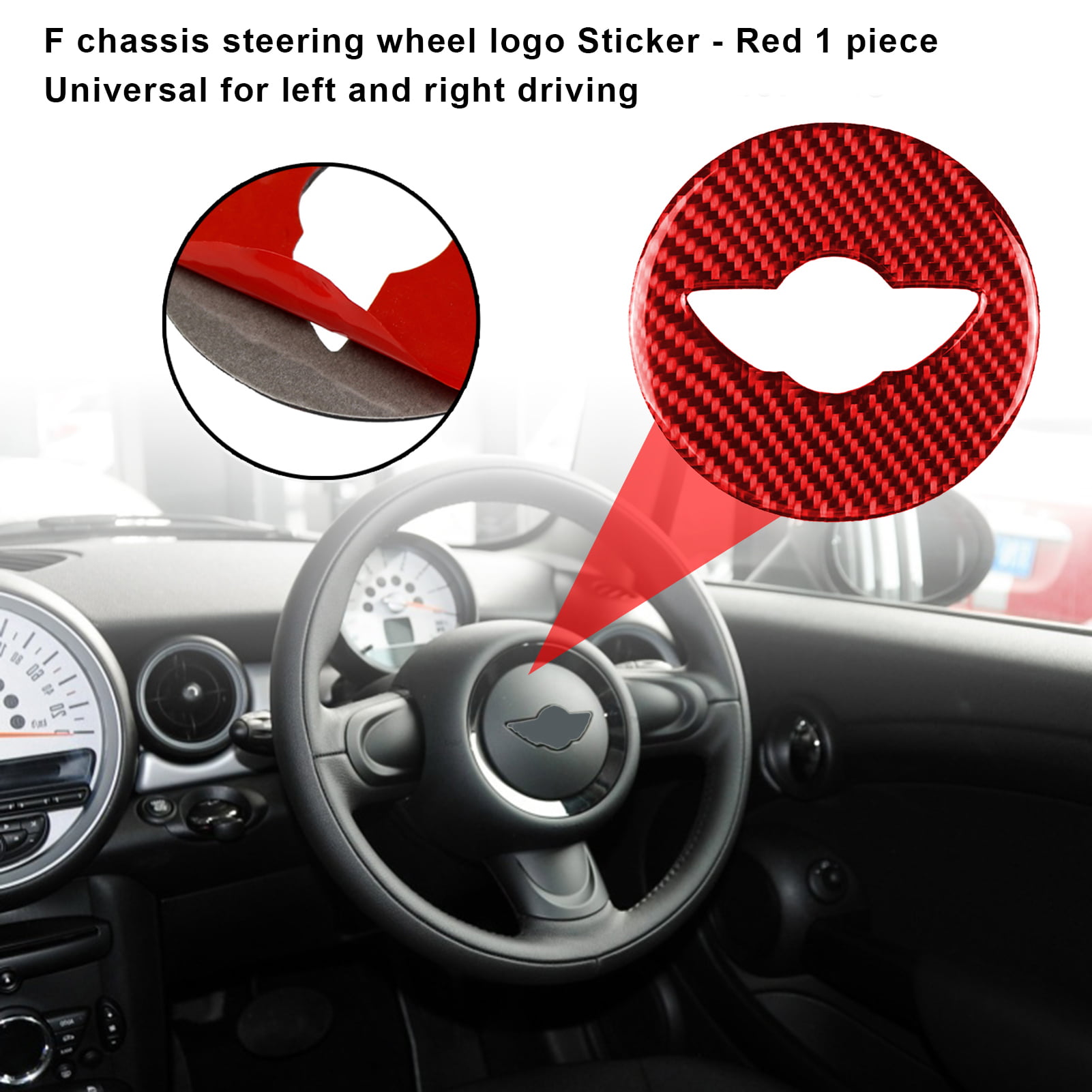 Carbon Fibre Mini Cooper F55 F56 F60 Car Steering Wheel Sticker Decal Badge