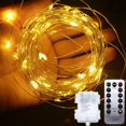 thumbnail image 2 of Guirnalda de luces LED de alambre de cobre de 20 m/10 m con 8 modos, guirnalda de luces navideñas para exteriores, control remoto, funciona con pilas, decoración de bodas, 2 of 5