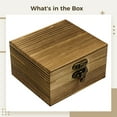 thumbnail image 5 of Wooden Storage Box with Lid Unpainted Vintage Color, Wooden Jewelry Box, Rectangular Wooden Storage Box with Lock for DIY Crafts and Gift Wrapping, 3.7 x 3.9 x 2.4 inches, 5 of 5
