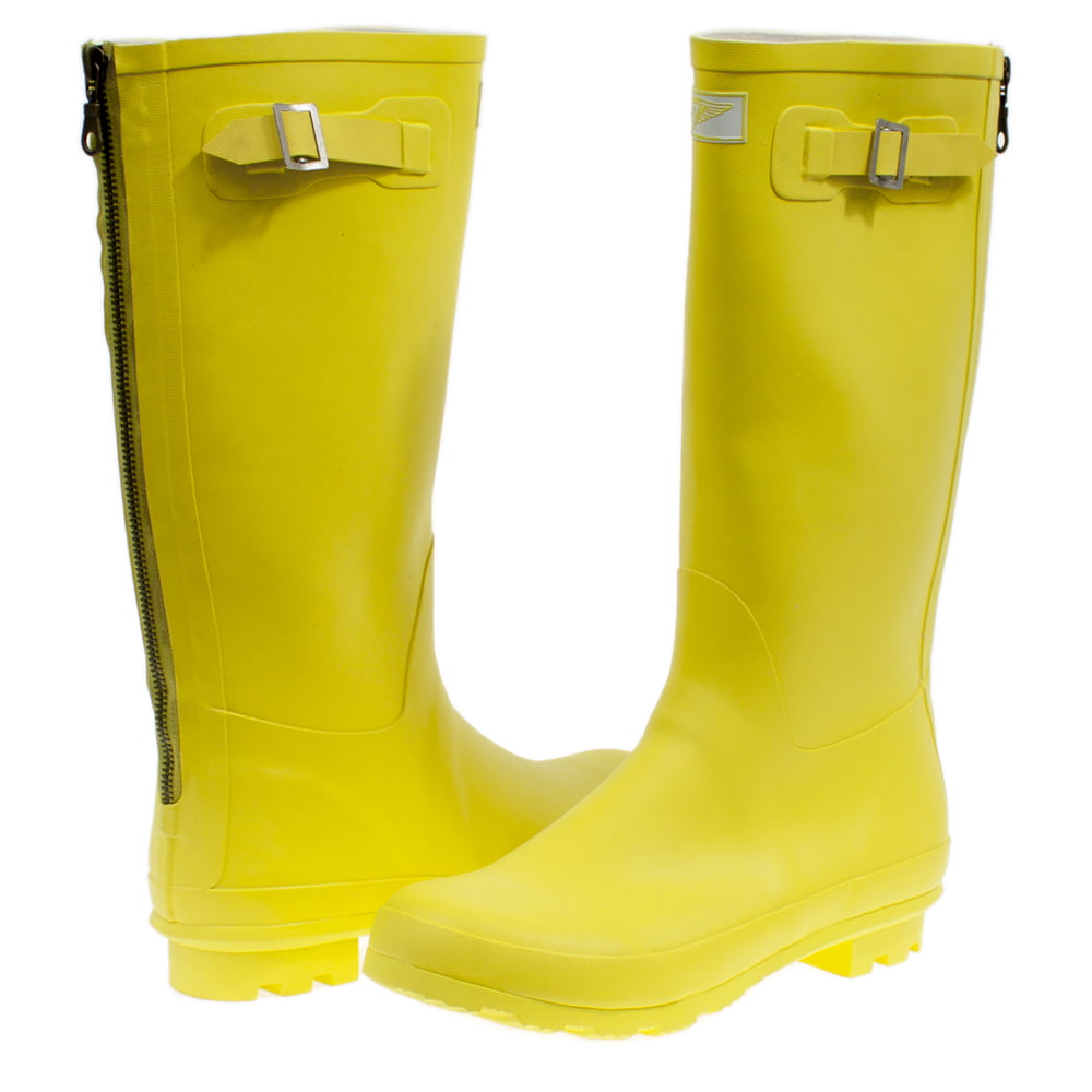 Forever Young - Women Yellow Rubber Rain Boots /w Classic Zipper Design ...
