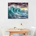 thumbnail image 2 of Nawypu  Large Canvas Wall Art Black and White Seascape Picture Abstract Teal Sea Wave Prints Beach Wall Decor for Living Room Bedroom, 2 of 4