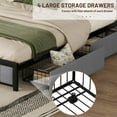 thumbnail image 4 of Queen Size Upholstered Bed Frame with 4 Drawers and LED Headboard,Linen Modern Upholstered Platform Bed,Built in Charging Station,Noise-Free,Metal Support,No Box Spring Needed for Bedroom, 4 of 6