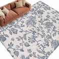 thumbnail image 2 of Blue Floral Large Area Rug 8x10 FT, Non Slip Living Room Throw Carpet, Farmhouse Vintage Flower Leaf Botanical Washable Soft Indoor Outdoor Carpet Non-Shedding Rug for Bedroom Dining Room, 2 of 9