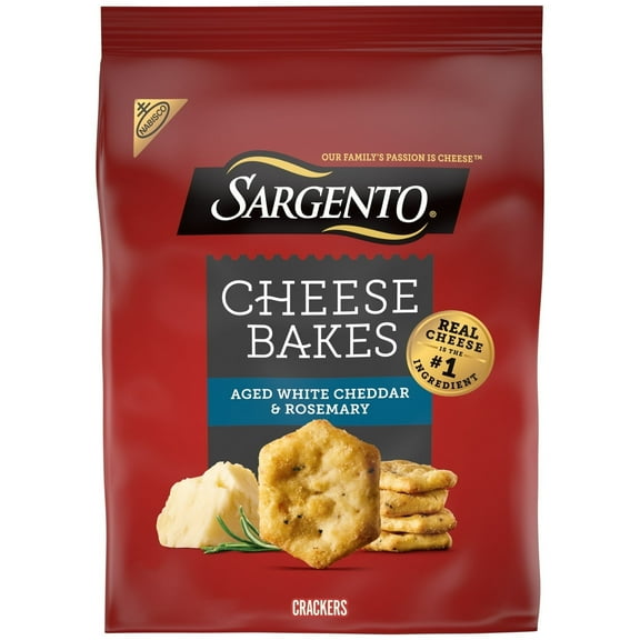 (4pack) Sargento® Cheese Bakes Aged White Cheddar & Rosemary Crackers, Cheese Crackers, Lunch Snacks, 4.5 oz