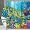 thumbnail image 3 of Sea Turtle Shower Cutain, Colorful Under Ocean Funny Cartoon Fabric Bathtub Curtain Bathroom Decor + Hooks 72 X 72Inch, 3 of 5