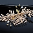 thumbnail image 3 of EeaseCA Alloy Hair Comb Pearl Inlaid Insert Comb Rhinestone Headdress Women Decorative Comb Golden, 3 of 7