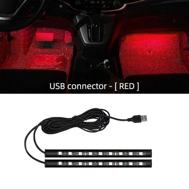 Crazyview USB 5V LED Car Interior Footwell Lights, RGB Ambient Atmosphere Lighting Kit, 2 Strip Multi-Color LED Underdash Lamps for Vehicle Accent Decor