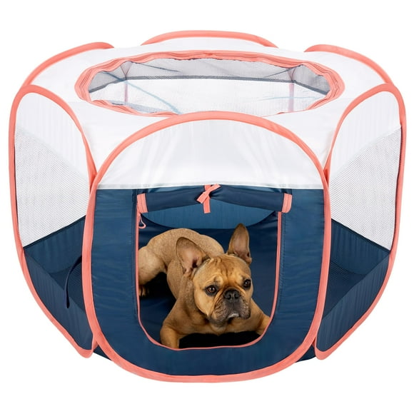 Parque portátil para perros y carpa para gatos Furhaven azul marino pequeño