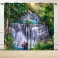 thumbnail image 2 of Waterfall Blackout Curtains Nature Landscape Theme Window Panels With Forest Jungle Waterfall River Scenery Scene Print Grommet Curtain Drapes For Bedroom Living Room 42"W x 96"L (Pack of 2), 2 of 6