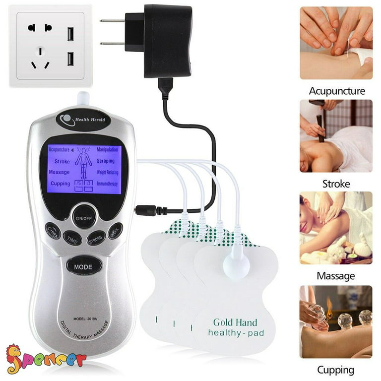 Spencer Electronic Therapy Pulse Massager Muscle Stimulator Shock Digital  Tens Unit 8 Modes 4 Pads Pain Relief Machine