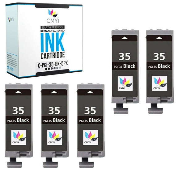CMYi PGI-35 Black 5-Pack Ink Cartridges compatible for Canon PGI-35 - PIXMA iP100, iP110, mini260, mini320, mini360, TR150 (5 Black)